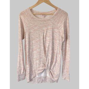 Juicy Couture Heathered Pink Sweater Top Womens M Twist Front Long Sleeve y2k